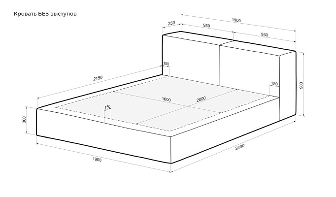 Кровать/основа Фри, ровная, без выступов 1900/2400